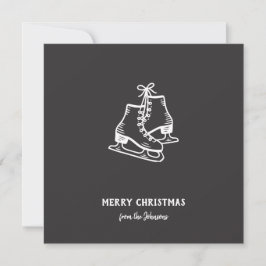 Tarjeta Patines personalizados de Navidad con apellido de 