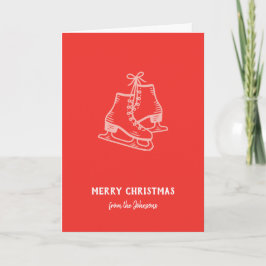 Tarjeta Patines personalizados de Navidad con apellido de 