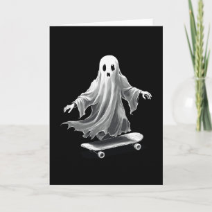 Tarjeta Patineta Fantasma Skateboarding Divertido Perezoso