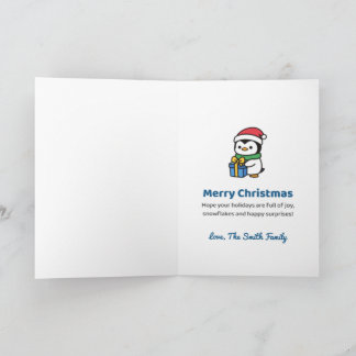 Tarjeta Pato al Navidad Pingüino Personalizado