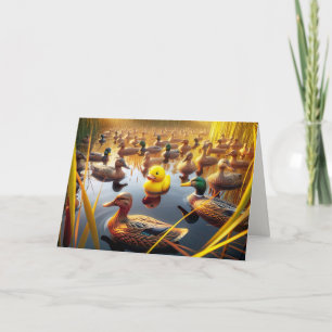 Tarjeta Pato Amarillo De Goma De Cumpleaños Con Juguetes D