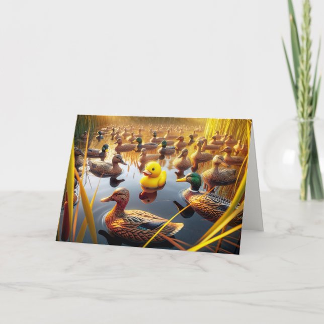 Tarjeta Pato Amarillo De Goma De Cumpleaños Con Juguetes D (Anverso)