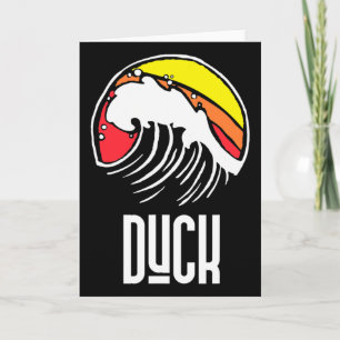 Tarjeta Pato Carolina Vintage Retro Surfing Playa Olas 80s