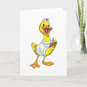 Tarjeta Pato como enfermera con corazón