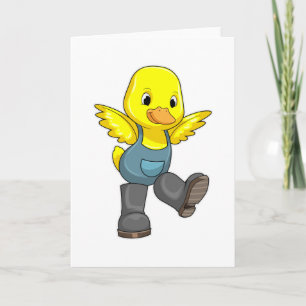 Tarjeta Pato como granjero con botas