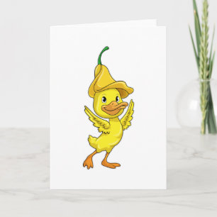 Tarjeta Pato con gorra amarilla