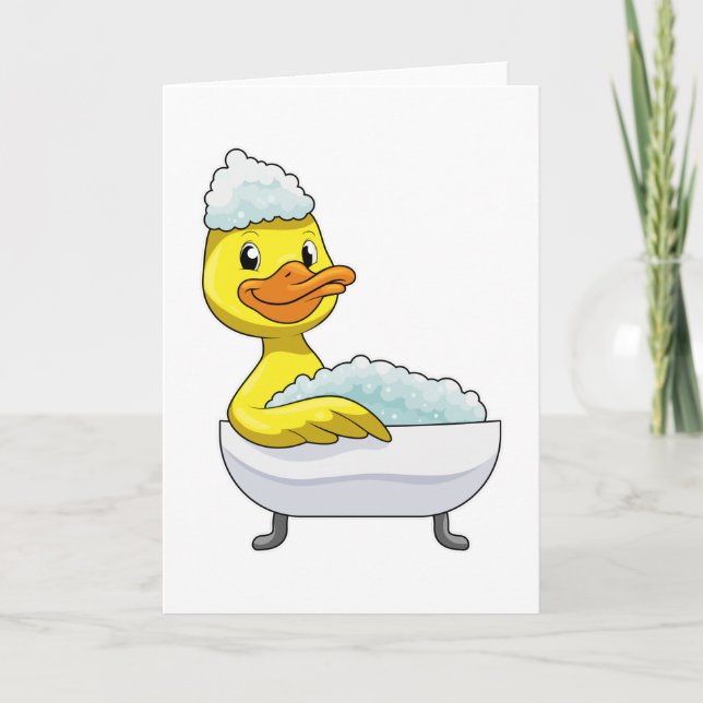 Tarjeta Pato de baño con bañera y espuma (Anverso)