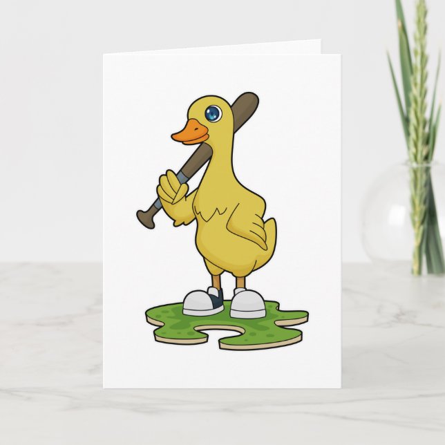 Tarjeta Pato de béisbol con bate de béisbol (Anverso)