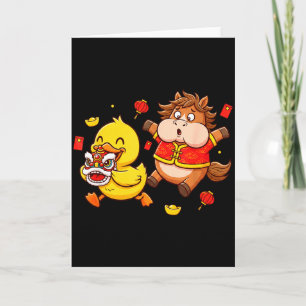 Tarjeta Pato de caballo chino divertido año nuevo feliz pa
