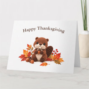Tarjeta Pato de ganchillo Feliz Día de Acción de Gracias