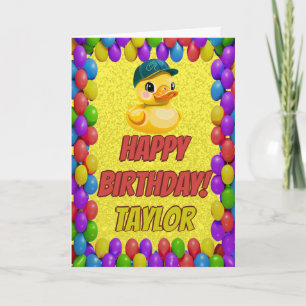Tarjeta Pato de Goma Personalizado Diversión Feliz Cumplea