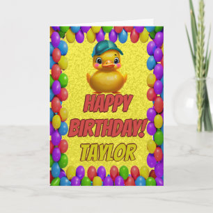 Tarjeta Pato de Goma Personalizado Diversión Feliz Cumplea