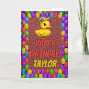 Tarjeta Pato de Goma Personalizado Diversión Feliz Cumplea