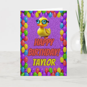 Tarjeta Pato de Goma Personalizado Diversión Feliz Cumplea