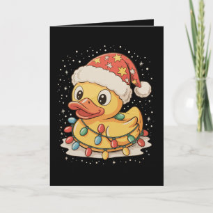 Tarjeta Pato de goma sombrero de Santa luces de Navidad Xm