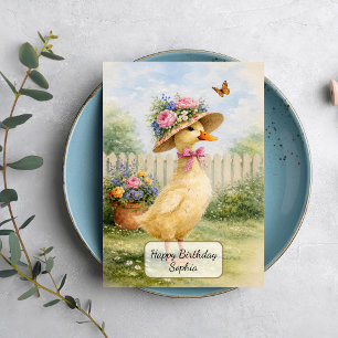 Tarjeta Pato de jardín vintage
