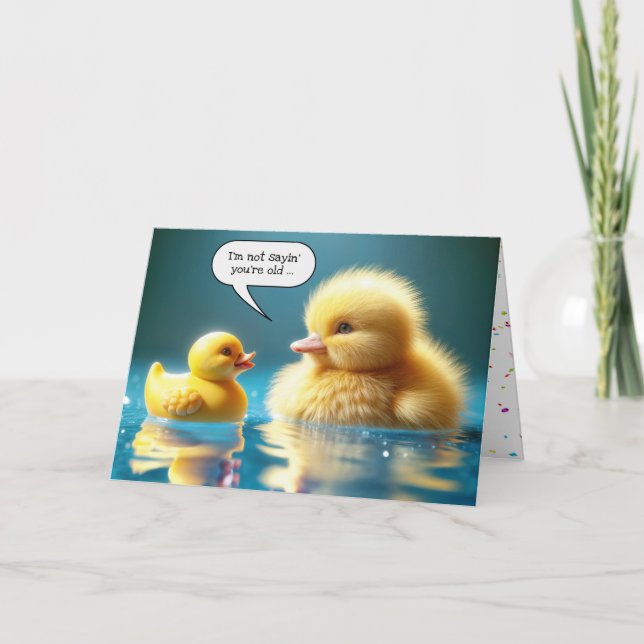 Tarjeta Pato De Juguete Amarillo De Cumpleaños Con Pato (Anverso)