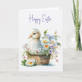 Tarjeta Pato de Pascua en la canasta