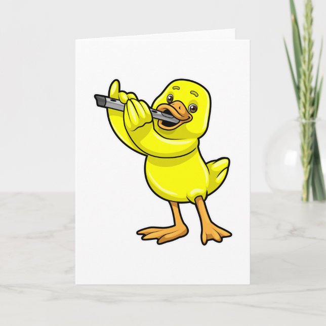 Tarjeta Pato en la música con flauta (Anverso)