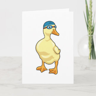 Tarjeta Pato en natación con gafas de natación