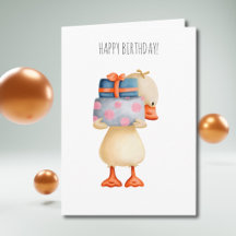 Pato lindo y regalos Feliz Cumpleaños