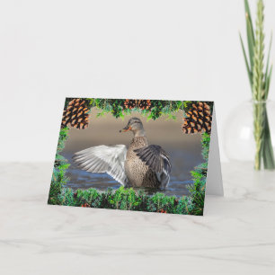 Tarjeta Pato Mallard en una carta de Navidades