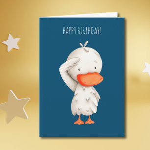 Tarjeta Pato militar lindo saludando cumpleaños
