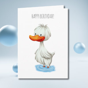 Tarjeta Pato Minimalista Lindo Cumpleaños Feliz