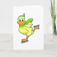 Pato patinando sobre hielo con patines de hielo
