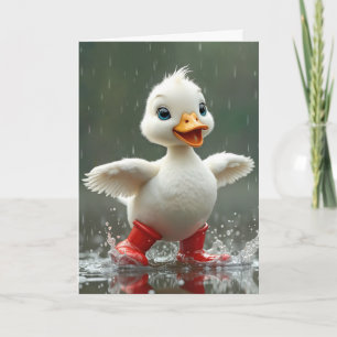 Tarjeta Pato Pensando en Ti Bajo la Lluvia
