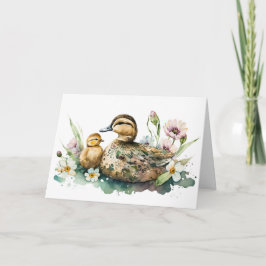 Tarjeta Pato y acuarela madre