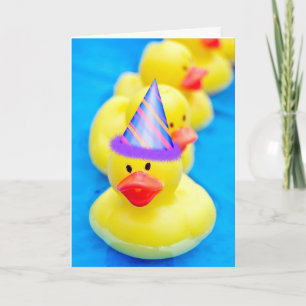 Tarjeta Patos de goma de cumpleaños en la piscina 