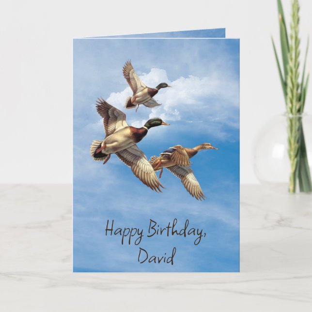 Tarjeta Patos Mallard de Cumpleaños Con Nombre (Anverso)