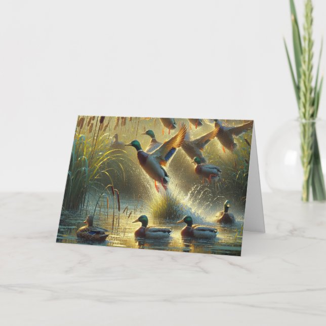 Tarjeta Patos Mallard para el Día del Padre (Anverso)