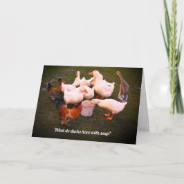 Tarjeta Patos y pollos comiendo cumpleaños divertidos