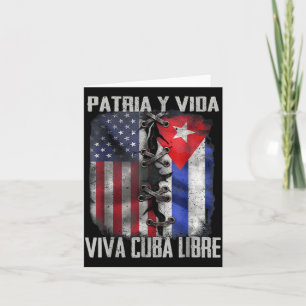 Tarjeta Patria Y Vida Viva Cuba Libre Patriótico Retro USA