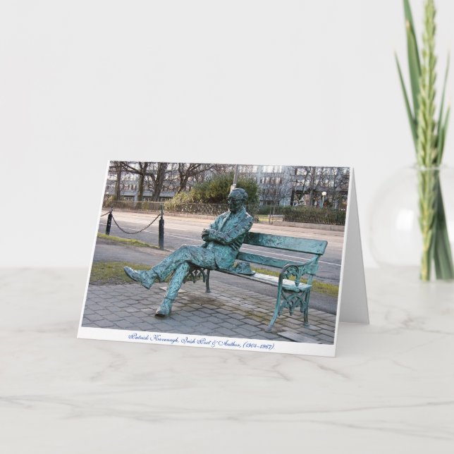 Tarjeta Patrick Kavenagh, poeta irlandés, escultura de Lif (Anverso)