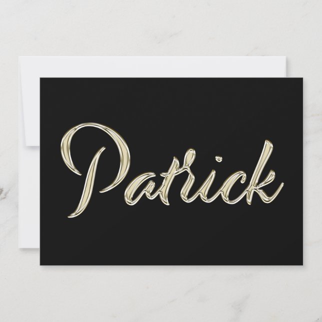 Tarjeta Patrick Name white gold Handwriting Karte (Anverso)
