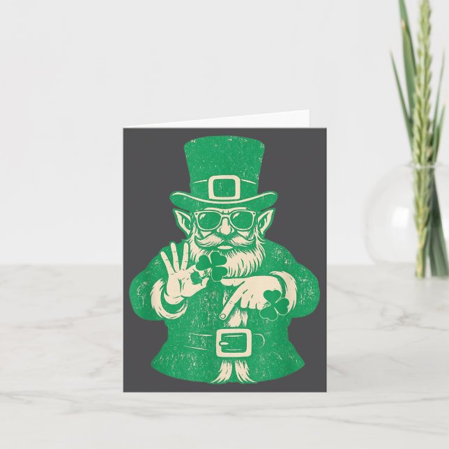 Tarjeta Patricks Day, Leprechauns Funny 6 Meme Gift Men, W (Anverso)