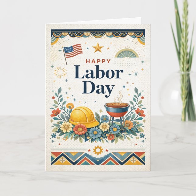 Tarjeta Patriotic Americana Happy Labor Day (Anverso)
