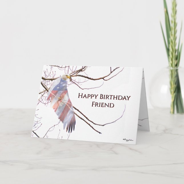 Tarjeta Patriotic Bald Eagle Happy Birthday (Anverso)