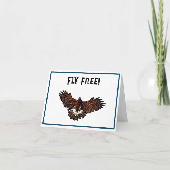 Tarjeta Patriotic Bald Eagle USA Flying Free Nature Art (Anverso)