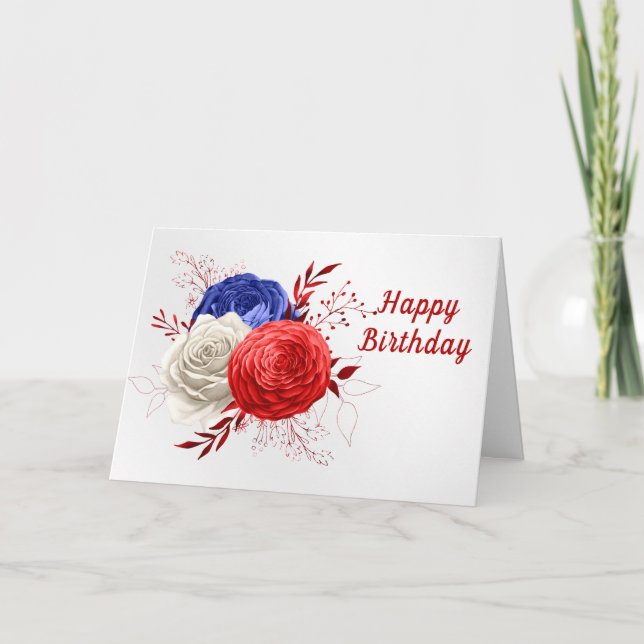 Tarjeta Patriotic Bloom Trio Birthday (Anverso)