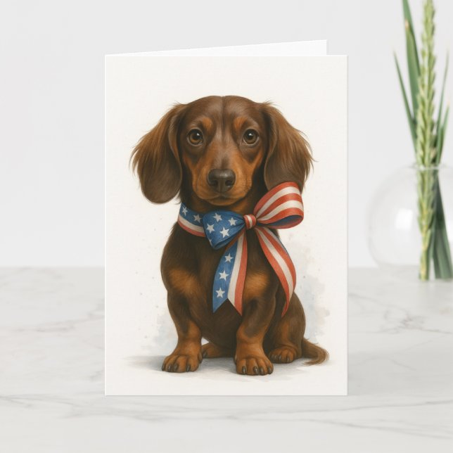 Tarjeta Patriotic Dachshund (Anverso)