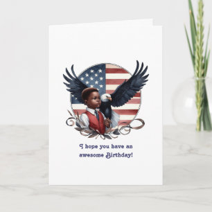 Tarjeta Patriotic Eagle & Boy All American Birday