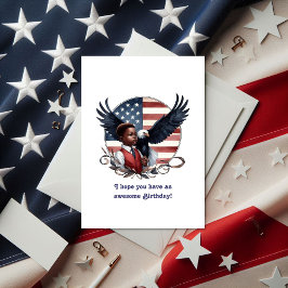 Tarjeta Patriotic Eagle & Boy All American Birday
