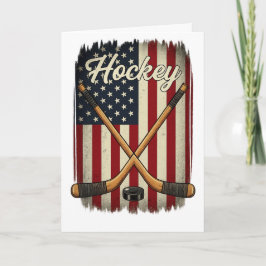 Tarjeta Patriotic Hockey  USA Flag Sports 