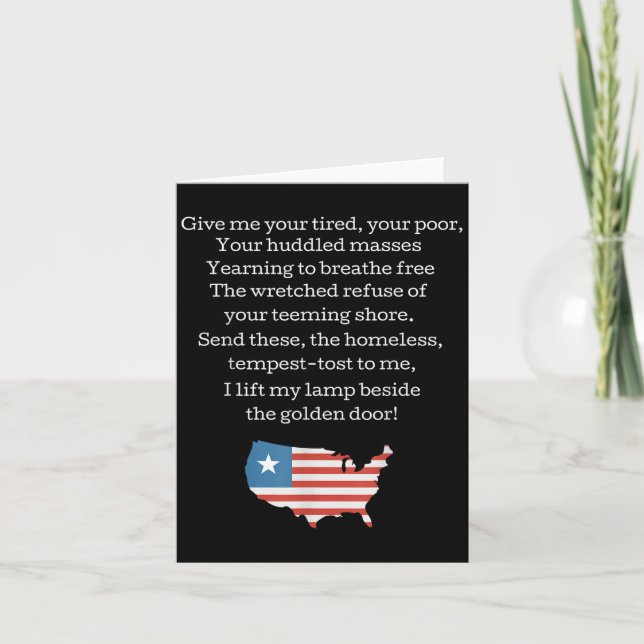 Tarjeta Patriotic New Colossus Emma Lazarus Quote Usa Gift (Anverso)