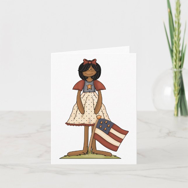 Tarjeta Patriotic Rag Doll Chica Americana Folk (Subido por el creador)