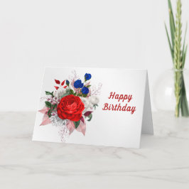 Tarjeta Patriotic Rose Bouquet Birthday